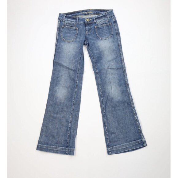 Vtg 90s Y2K American Eagle Outfitters Womens 8 Babydoll Flared Wide Leg Jeans - Picture 1 of 16